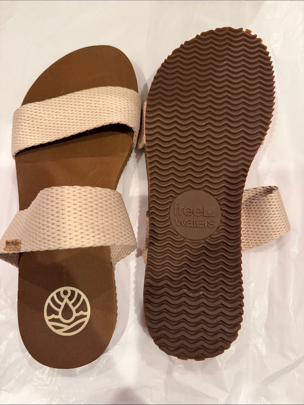 Women’s Cream Double-Strap Slide Sandals